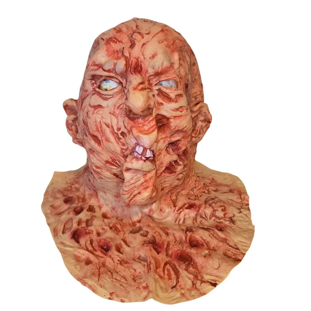 Horror Zombie Burn Victim Latex Mask Gore Halloween Haunt SFX Cosplay Prop